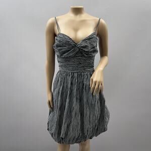 Tracy Reese Anthropologie Dress Women 10 Black Striped Bubble Hem Cocktail Retro